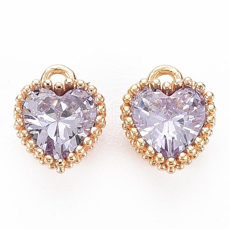 Brass Micro Pave Cubic Zirconia Charms KK-S356-773G-1
