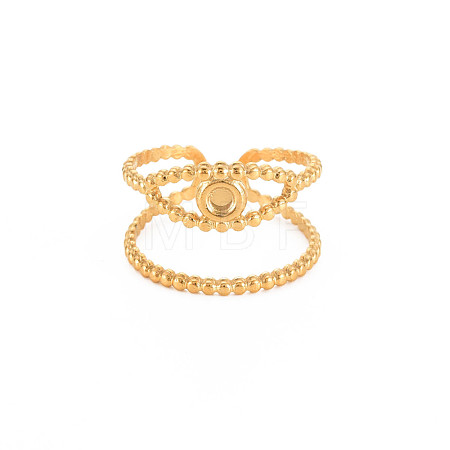 Ion Plating(IP) 304 Stainless Steel Open Pad Ring Cabochon Settings STAS-S119-157G-1