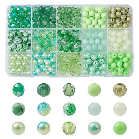 375Pcs 15 Styles Acrylic Beads MACR-YW0002-59B-1