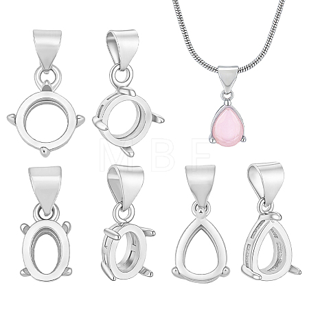 6Pcs 3 Styles Brass Pendant Cabochon Settings KK-PH0015-49P-1