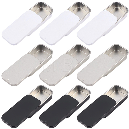 9Pcs 3 Colors Slide Top Tinplate Trinket Storage Boxes CON-CP0001-016B-1