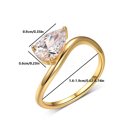 Brass Pave Single Cubic Zirconia Finger Rings for Women ZK8046-3-1