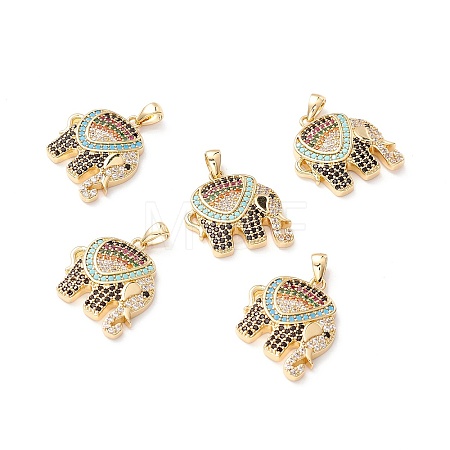 Brass Micro Pave Colorful Cubic Zirconia Pendants X-ZIRC-Z019-14G-NR-1