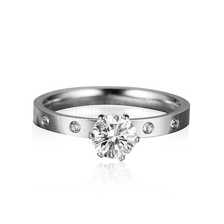 201 Stainless Steel Rhinestone Finger Rings for Women FS-WGA8964-09-1