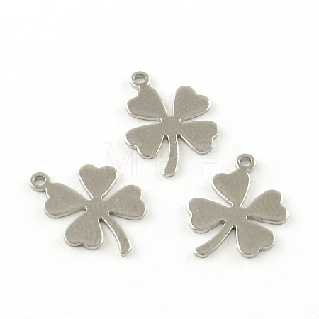 Tarnish Resistant Clover Smooth Surface 201 Stainless Steel Mirror Polished Finish Stamping Blank Tag Charms STAS-R063-76-1