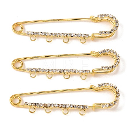 Iron Rhinestone Safety Pins Brooch Findings JEWB-E045-01B-G-1