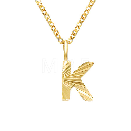 Personalized Stainless Steel Textured Alphabet Initial Pendant Necklaces for Women Men RF0956-11-1