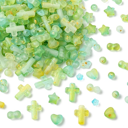 350Pcs 7 Styles Frosted Transparent Acrylic Beads OACR-YW0004-64-1