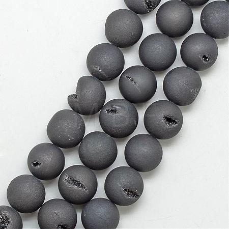 Electroplated Natural Druzy Geode Agate Beads Strands G-S238-18mm-05-1