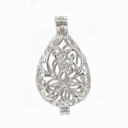 Brass Cage Pendant KK-T029-152P-1
