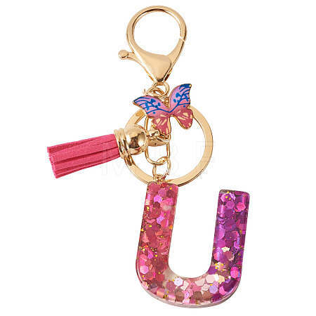 Alloy Resin Butterfly Keychains KEYC-TADJ0002-02G-U-1