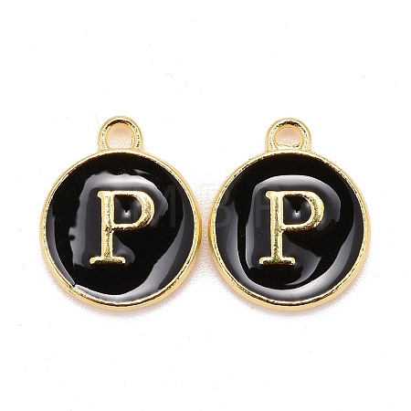 Golden Plated Alloy Charms LS-ENAM-S118-02P-1