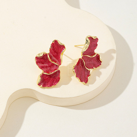 Flower Alloy Enamel Stud Earrings FS-WG50345-03-1