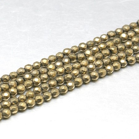 Natural Pyrite Beads Strands X-G-J002-19-1