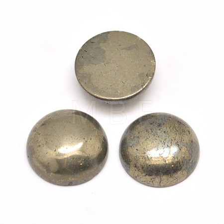Half Round Natural Pyrite Cabochons G-I125-09-10x4mm-1