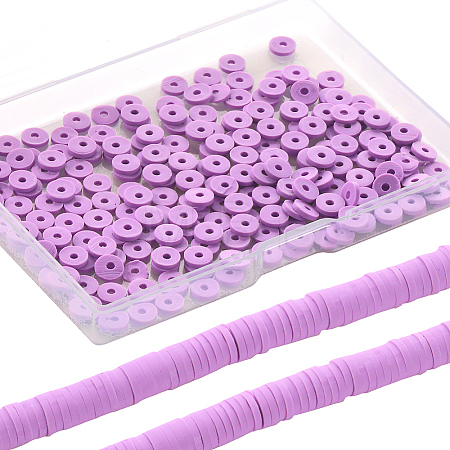 2 Strands Flat Round Handmade Polymer Clay Beads CLAY-SC0001-54C-1