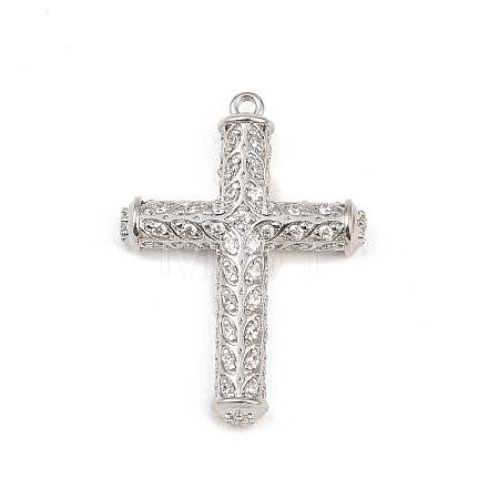 Rack Plating Brass Micro Pave Cubic Zirconia Pendants KK-Q786-04P-01-1