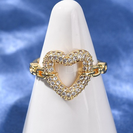 Brass Micro Pave Cubic Zirconia Cuff Open Rings RJEW-F204-07A-G01-1