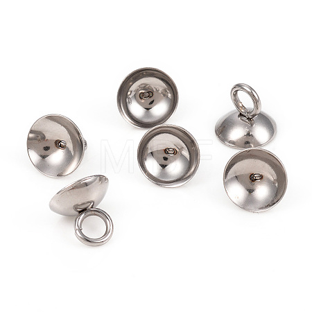 201 Stainless Steel Bead Cap Pendant Bails STAS-L244-27E-P-1