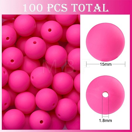 100Pcs Silicone Beads Round Rubber Bead 15MM Loose Spacer Beads for DIY Supplies Jewelry Keychain Making JX455A-1