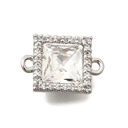 Brass Micro Pave Clear Cubic Zirconia and Glass Connector Charms KK-N289-15P-1