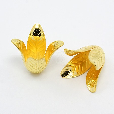 4-Petal Brass Flower Bead Caps KK-M010-02G-1