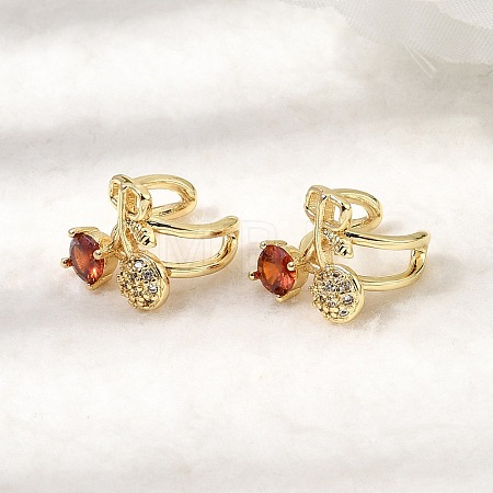 Cherry Brass Micro Pave Cubic Zirconia Cuff Earrings EJEW-C186-13G-1