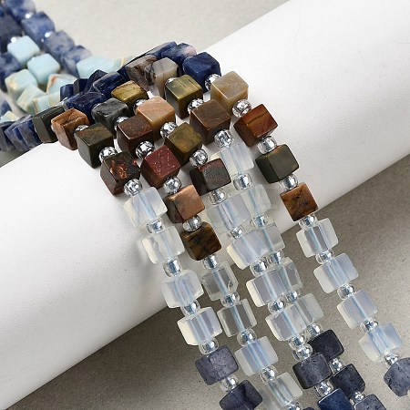 Opalite & Synthetic Turquoise & Natural Dyed White Jade & Howlite & Shoushan Stone & Sodalite Beads Strands G-H333-03E-1