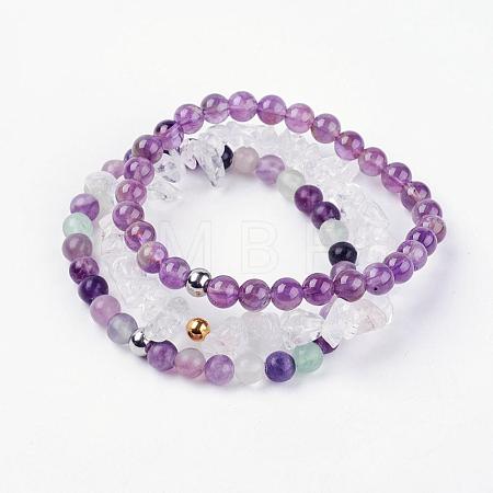 Natural Mixed Gemstone Stretch Bracelets BJEW-JB03365-05-1