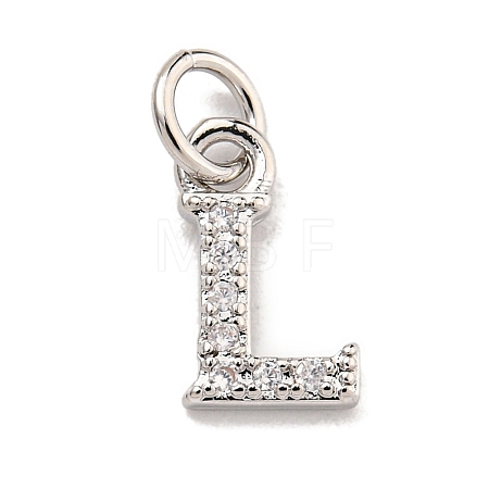 Initial Letter Brass with Cubic Zirconia Charms KK-Q814-26L-P-1