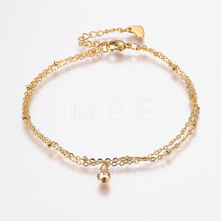 304 Stainless Steel Cable Chain Bracelets BJEW-I243-25G-A-1