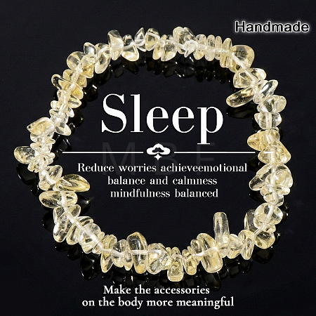 Heated Natural Citrine Chip Beaded Stretch Bracelets JI5766-14-1