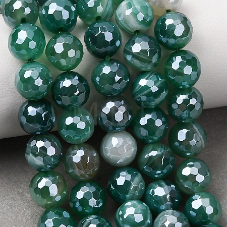 Electroplated Natural Agate Beads Strands G-B191-A07-8mm-09-1