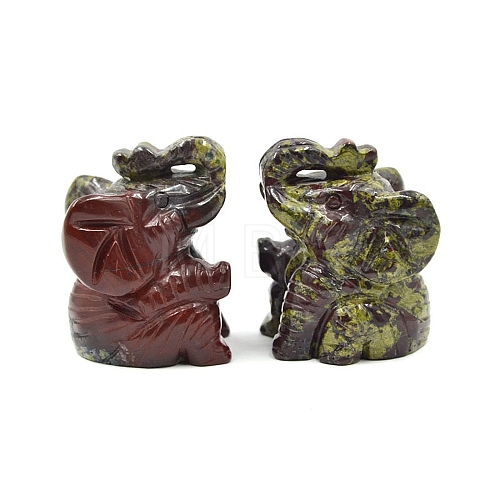 Natural Dragon Blood  Carved Healing Elephant Figurines PW-WG51883-04-1
