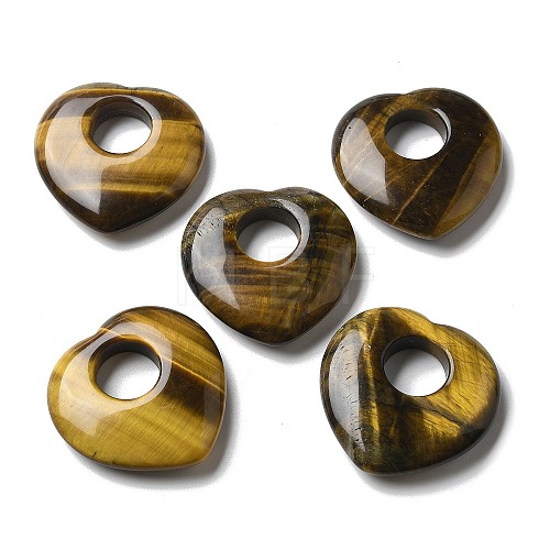 Natural Tiger Eye Hollow Pendants G-C167-06G-1