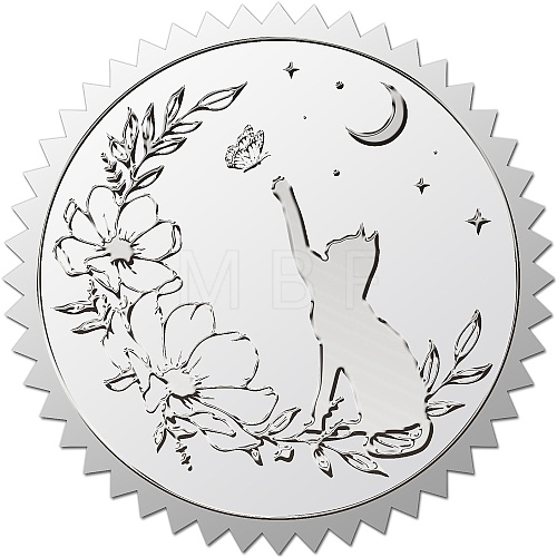 Custom Round Silver Foil Embossed Picture Stickers DIY-WH0503-013-1