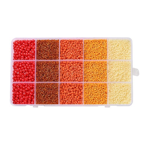 DIY 15 Grids ABS Plastic & Glass Seed Beads Jewelry Making Finding Beads Kits DIY-G119-02C-1