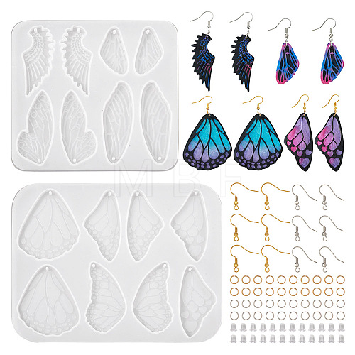  2Pcs 2 Style Wing Earring Pendant Silicone Molds DIY-TA0005-42-1