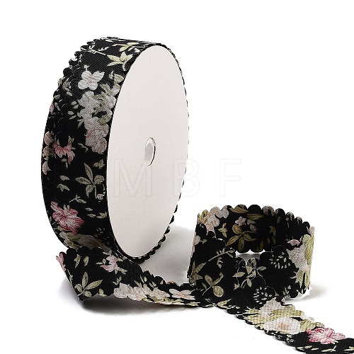 20 Yards Flower Printed Polyester Ribbon OCOR-Z005-03C-1