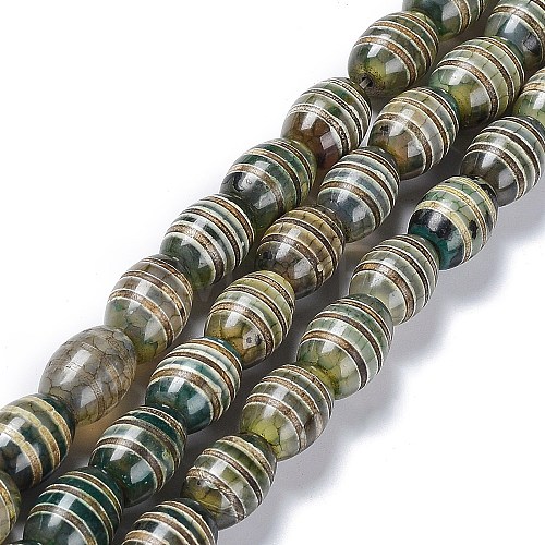 Tibetan Style dZi Beads Strands TDZI-E005-01O-1