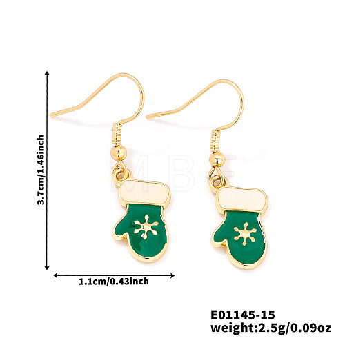 Christmas Theme Brass Glove Dangle Earrings IP2522-15-1