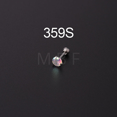 316L Surgical Stainless Steel Clear AB Cubic Zirconia Flat Round Cartilage Earrings WGE6C84-08-1