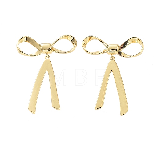 Bowknot Rack Plating Brass Studs Earrings for Women KK-Z038-23G-1