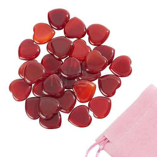 30Pcs Dyed & Heated Natural Agate Heart Palm Stone G-AR0005-19-1