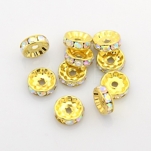 Brass Rhinestone Spacer Beads RB-A014-Z10mm-28G-1