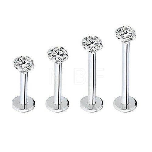 G23 Titanium Steel Clear Cubic Zirconia Threadless Labret Stud WG700A9-10-1