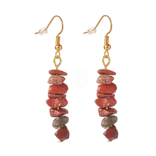 Natural Red Jasper Chip Beaded Dangle Earrings EJEW-JE04788-02-1