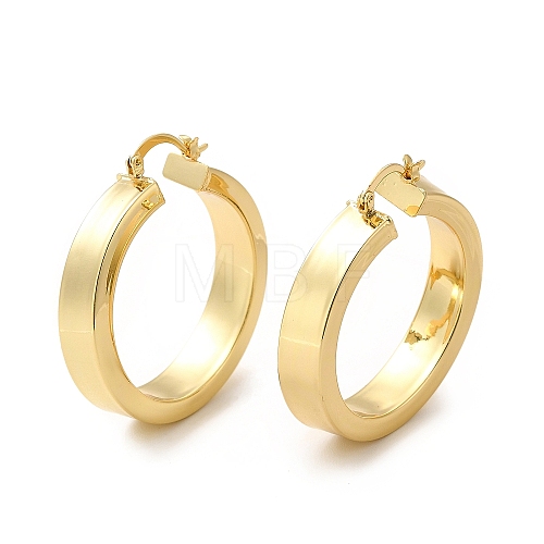 Rack Plating Brass Flat Hoop Earrings for Women EJEW-F302-03G-1