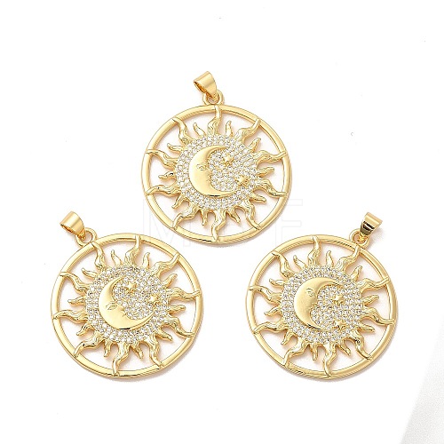 Rack Plating Brass Micro Pave Cubic Zirconia Pendants X-KK-B068-04G-1