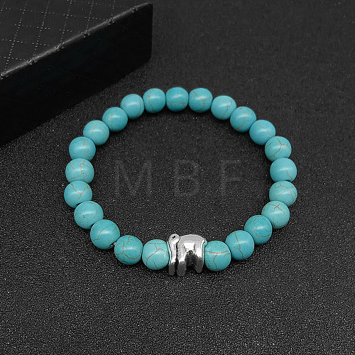 Synthetic Turquoise Stretch Bracelets for Women Men IS4293-3-1